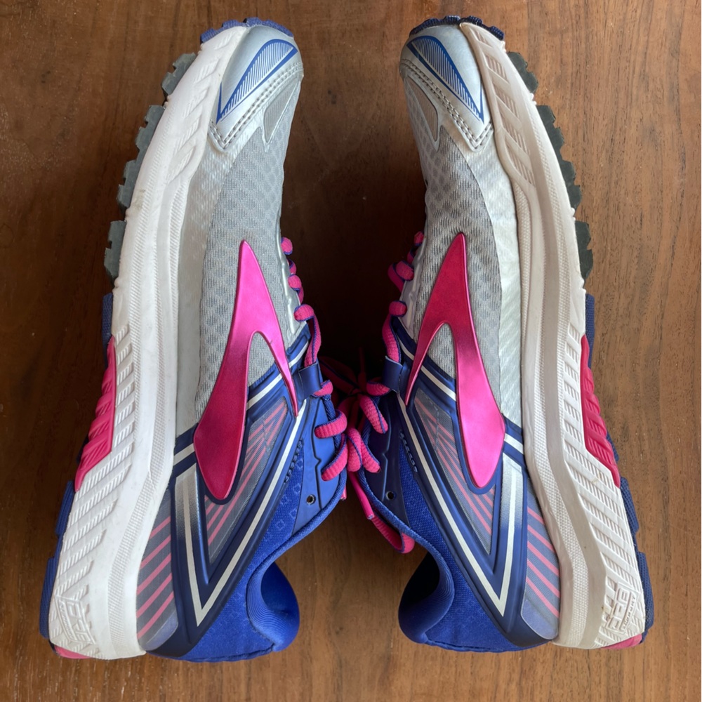 Brooks Womens White Blue Pink Glycerin/Atrena Athletic Running Shoes - Picture 8 of 10